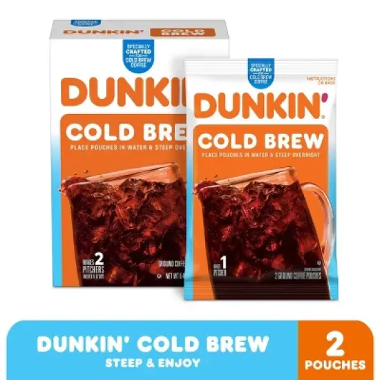 Dunkin' Cold Brew Medium Roast Ground Coffee Packs - 8.46oz image {2}