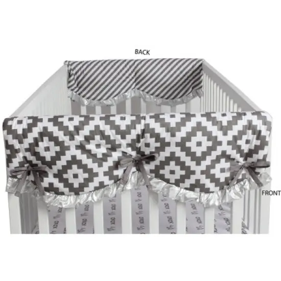 Bacati - Love Gray/Silver set of 2 Small Side Crib Rail Guard Covers image {4}