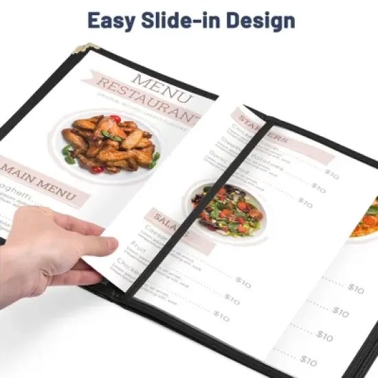 WeChef 30 Pack Menu Covers 8.5 x 11" Book Style 6 Pages 12 Views Restaurant Cafe image {2}
