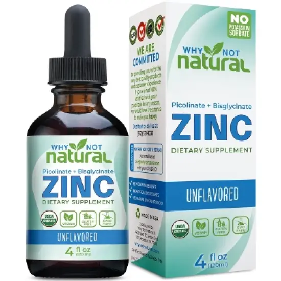 Why Not Natural Organic Liquid Zinc Drops Supplement with Chelated Picolinate and Bisglycinate, Vegan image {7}