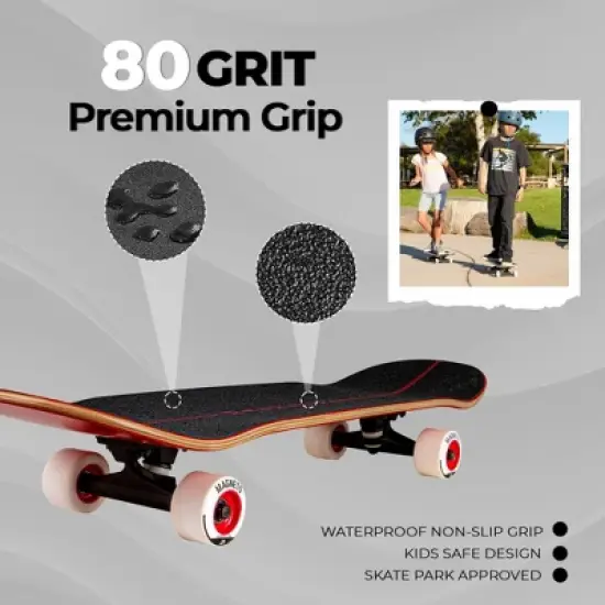 Magneto SUV Skateboards | Fully Assembled 31.5" x 8.5" Standard Size | 7 Layer Canadian Maple Deck with Free Skate Tool, SUV Red image {2}