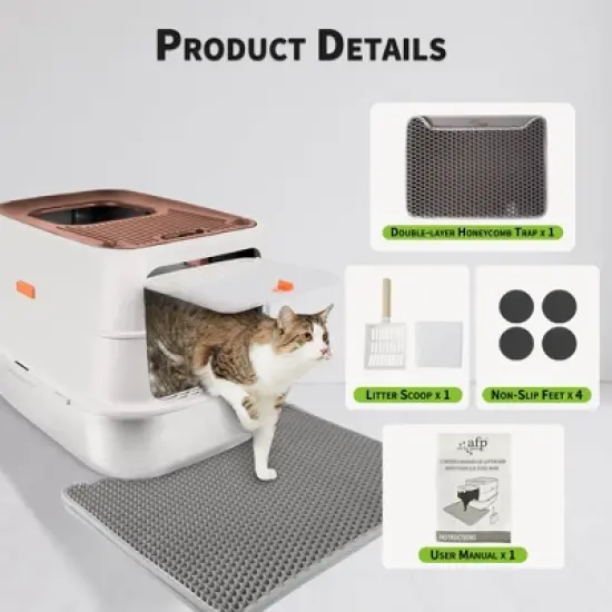 Allforpaws Cat Litter Box Top & Front Entry Hooded Cat Litter Box With Stainless Steel Base image {10}