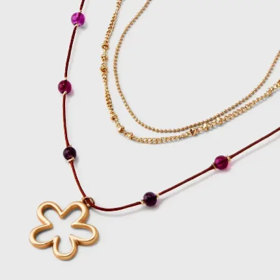 Mixed Quartz Stationed Chain and Beaded Necklace Set 3pc - Universal Thread&trade; image {3}