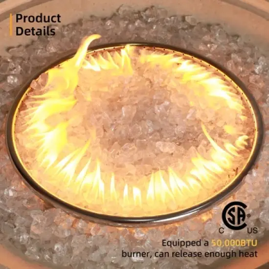 UPHA 42-inch Outdoor Round Magnesium Oxide Fire Pit Table Propane with Tank Cover and Wind Guard image {4}