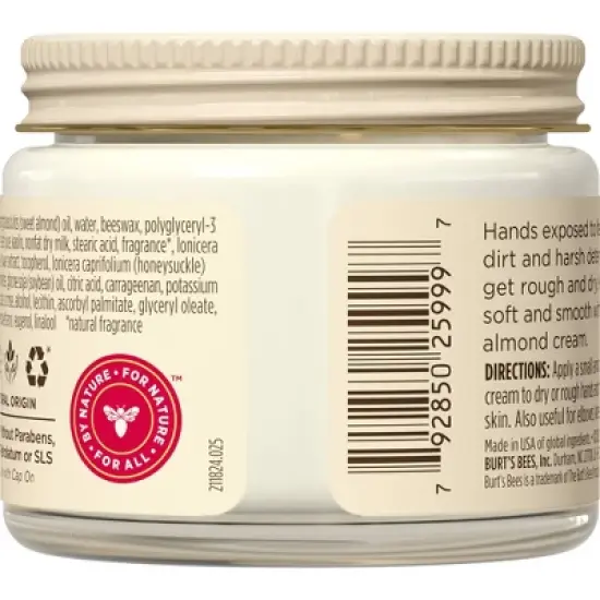 Burt's Bees Almond & Milk Hand Cream - 2oz image {1}