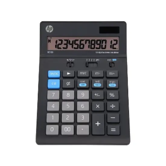 HP BC120 12-Digit Battery/Solar Powered Basic Calculator Black/Gray (91074U) image {4}