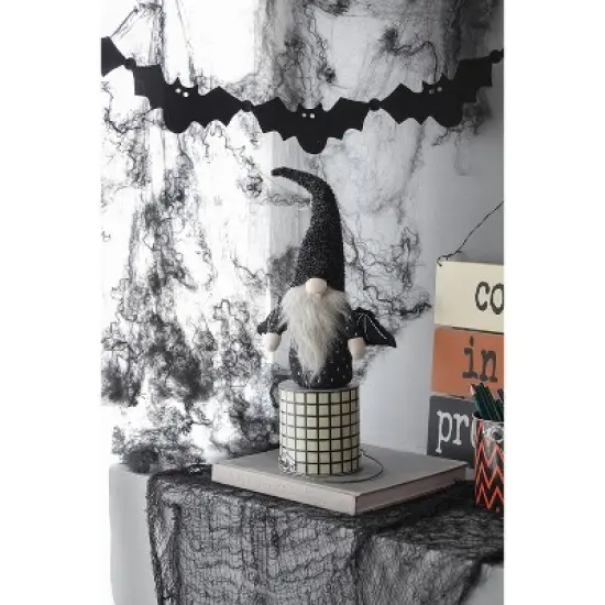Gulches 10x3x15.5" Fabric Black Gnome with Wings, Halloween Decor image {6}