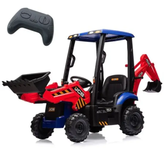 4 in 1 Ride on Excavator & Bulldozer, 12V Kids Electric Vehicle with Remote Control, Front Loader, Adjustable Seat, Excavator Ride on Car Toy image {5}