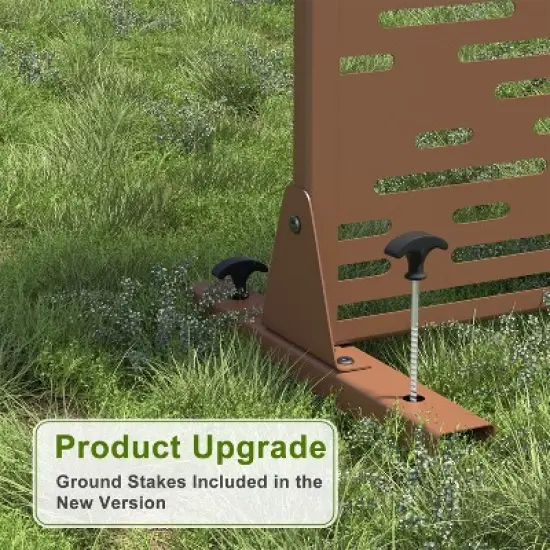 PexFix 72 in. H x 47 in. W Outdoor Metal Privacy Screen Garden Fence Stripe Pattern Wall Applique in Brown image {8}