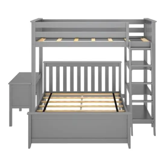 Max & Lily L-Shaped Twin over Full Bunk Bed with Bookcase and Desk image {2}