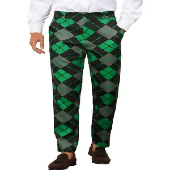 Lars Amadeus Men's Regular Fit Flat Front Colorful Printed Pants image {5}