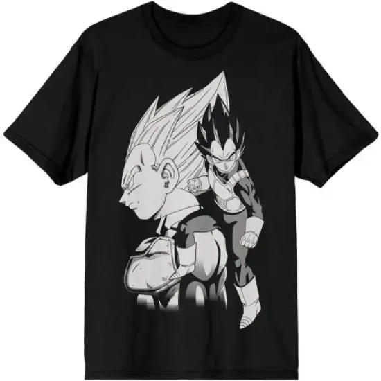 Dragon Ball Z Vegeta Black And White Character Art Men's Black T-shirt image {4}