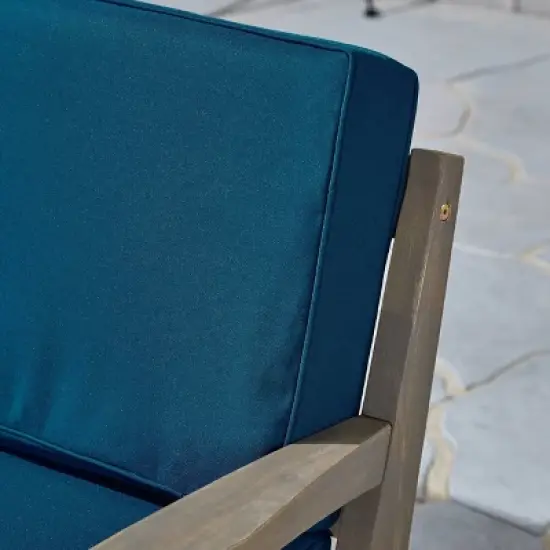 2pc Grenada Acacia Wood Patio Chat Set Gray - Christopher Knight Home image {2}