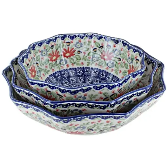 Blue Rose Polish Pottery M1000 Manufaktura Serving Bowl Set image {2}