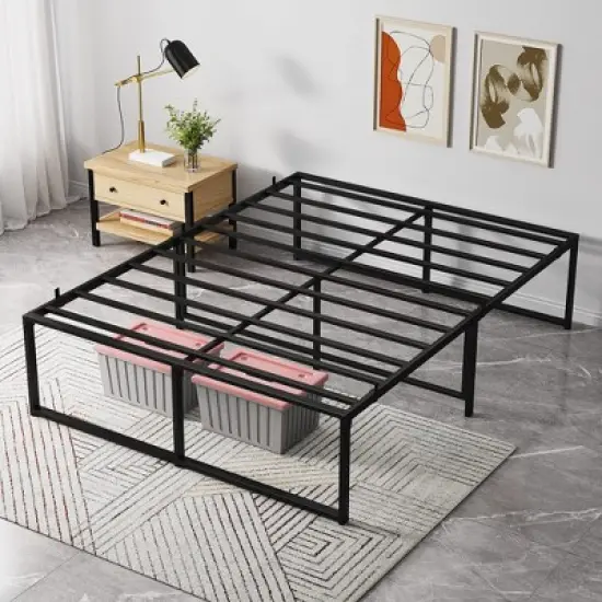 Full Metal Bed Frame Platform, 14 inch Full Bedframe with Sturdy Steel Slats Mattress Foundation No Box Spring Needed Easy Assemble Noise Free Black image {5}