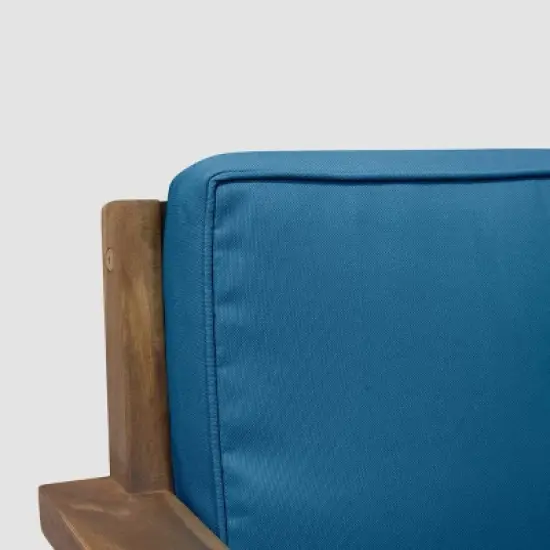 Santa Ana 4pc Acacia Wood Chat Set Teak/Dark Teal - Christopher Knight Home image {2}