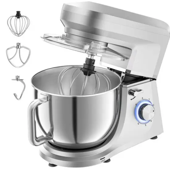 SUGIFT 7.5QT 6-Speed Electric Stand Mixer with Stainless Steel Bowl - Silver image {8}