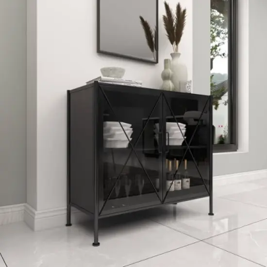 Industrial Metal Cabinet Black - Olivia & May image {17}