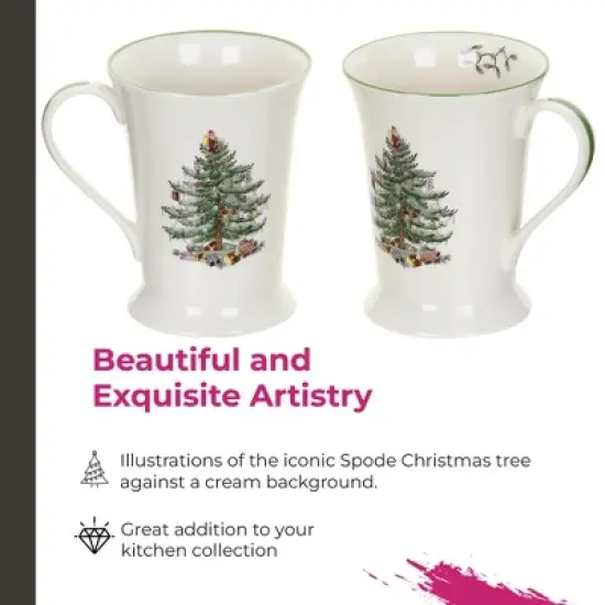 Pimpernel Christmas Tree 10 oz Mug & Coaster Set (4-Piece) -Unique Mug with Coaster - Durabe Melamine, Dishwasher & Microwave Safe image {2}