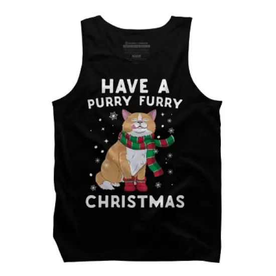 Men's Design By Humans Have A Purry Furry Christmas Cat By Freshoutlook Tank Top image {4}