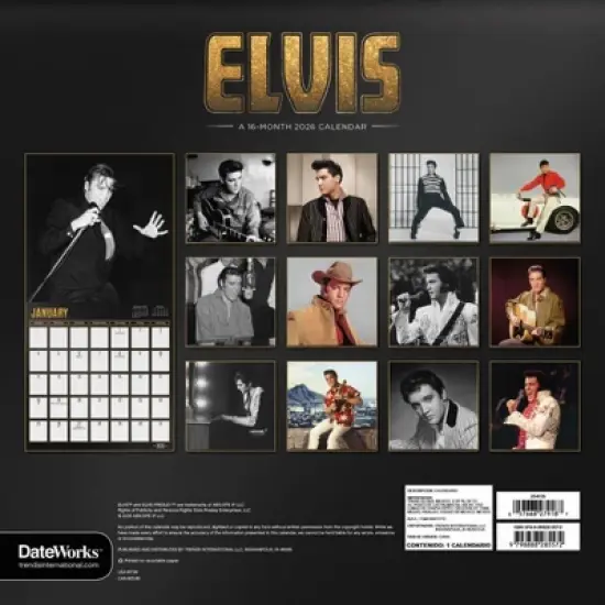 Trends International 2026 Elvis Presley 12"x12" Wall Calendar image {3}