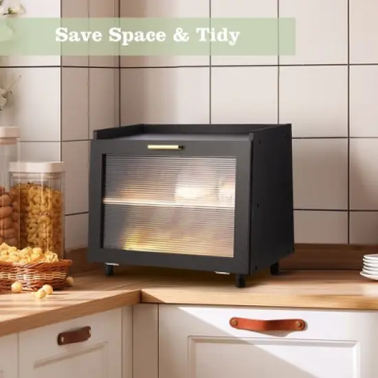 Double Layer Large Bread Box for Kitchen Counter, Large Capacity Bread Storage Container image {3}