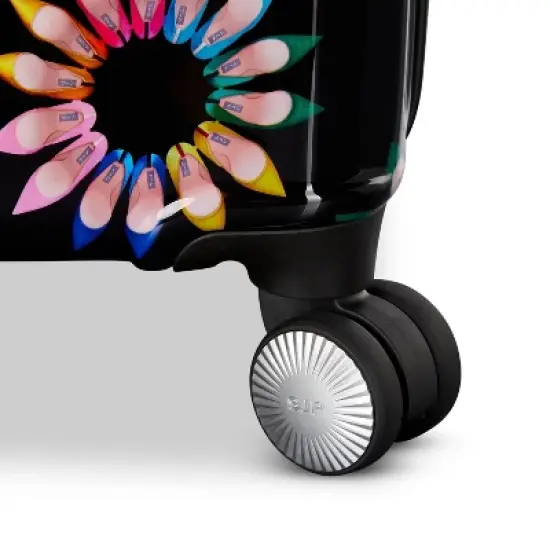 Sarah Jessica Parker Hardside Expandable Large Checked Spinner Suitcase - Black Shoe Wheel image {3}