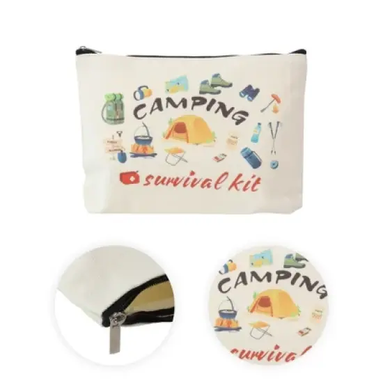 Unique Bargains Durable Outdoor Camping Items Pattern Makeup Bag Beige 1 Pc image {2}