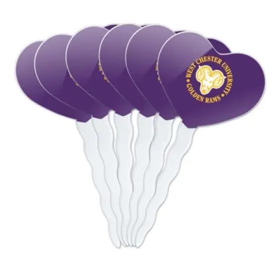 West Chester University Primary Logo Heart Love Cupcake Picks Toppers Decoration Set of 6 image {7}