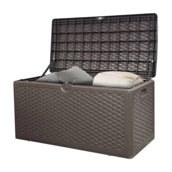 Extra Thin 80 Gallon Resin Deck Box, Heavy Duty Storage Box for Pool Accessories, Patio Furniture, Cushions and Garden Tools image {8}