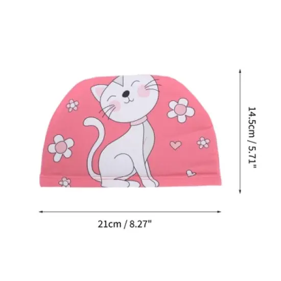 Unique Bargains Kid's Polyester Cat Pattern Swim Cap Rose Red White 1 Pc image {3}
