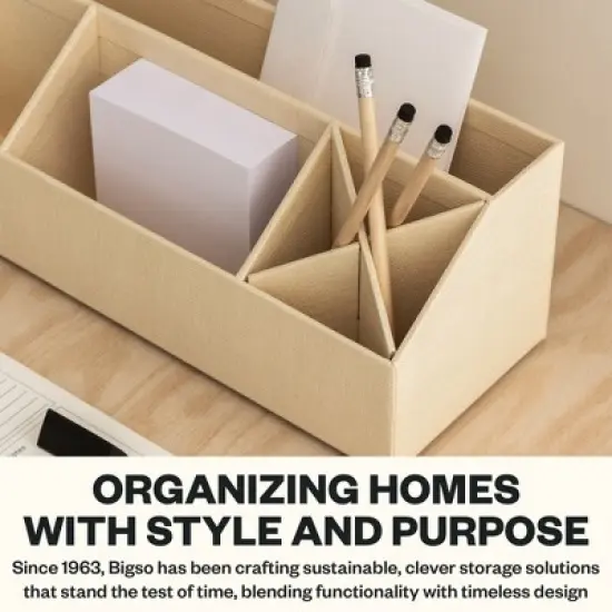 Bigso Elisa Desk Organizer with 7 Compartments &ndash; Durable Office Supply Caddy &ndash; Cream &ndash; 13x4.9x4.9in image {6}