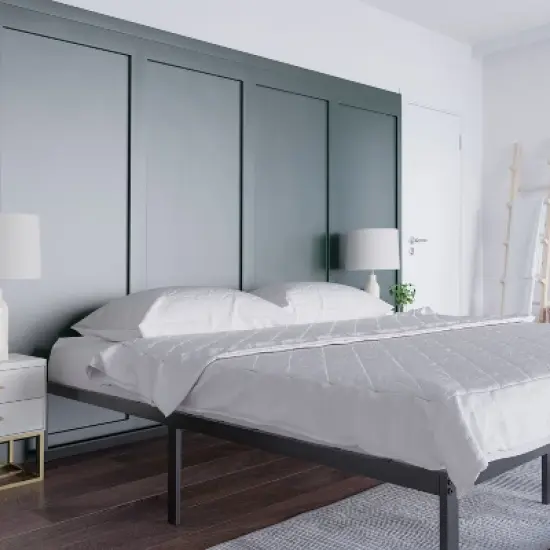 Emma and Oliver 14 Inch Twin Metal Platform Bed Frame/Steel Slat Support/No Box Spring Needed image {2}