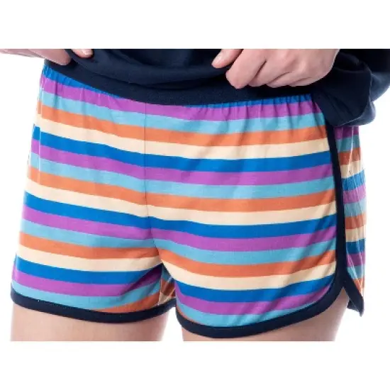 NASA Womens' Retro Stripes Rocket Sleep Pajama Set Shorts Crewneck Multicolored image {2}