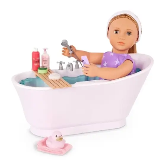 Our Generation Bubbly Bathtime Bathtub with Water Sounds Dollhouse Accessory Set for 18'' Dolls image {2}