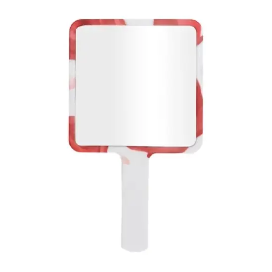Unique Bargains Floral Square Handheld Mirror White Red 1 Pc image {3}