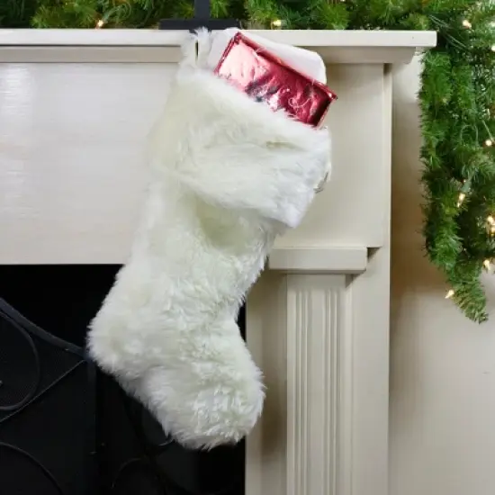 Northlight 20" Ivory White Soft Faux Fur Decorative Christmas Stocking image {1}