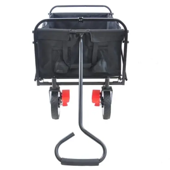 YONWAY Collapsible Outdoor Utility Wagon Cart with Cup Holder, Large Capacity Folding Wagon Garden Shopping Beach Cart with Brake image {12}