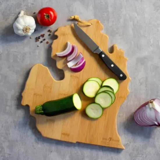 Totally Bamboo Michigan (Mitten) Summer Stokes Cutting Board: Lightweight Bamboo Chopping Board, Hand Wash, Multicolored image {3}
