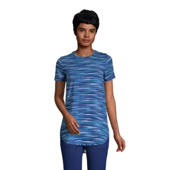 Lands' End Women's Moisture Wicking UPF Sun Short Sleeve Curved Hem Tunic Top-Print image {6}