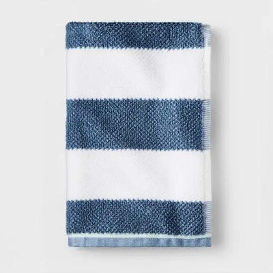 Striped Kids&rsquo; Towel Navy with SILVADUR&trade; Antimicrobial Technology - Pillowfort&trade; image {4}