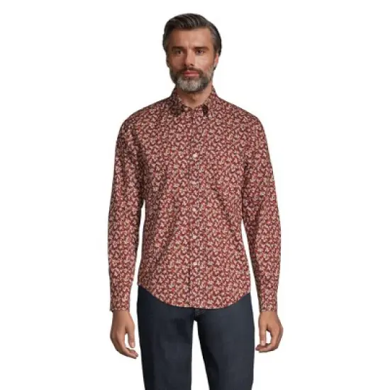 Lands' End Men's Traditional Fit Essential Lightweight Poplin Shirt image {16}