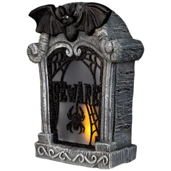 Northlight Lighted Flickering Beware Gravestone Halloween Decoration - 13.5" - LED Orange Light image {3}