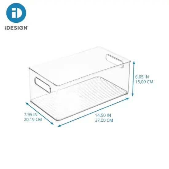 iDESIGN Kitchen Binz Plastic Deep Stackable Organizer with Handle: Clear Kitchen Cabinet Storage, 14.5" x 8" x 6" image {3}