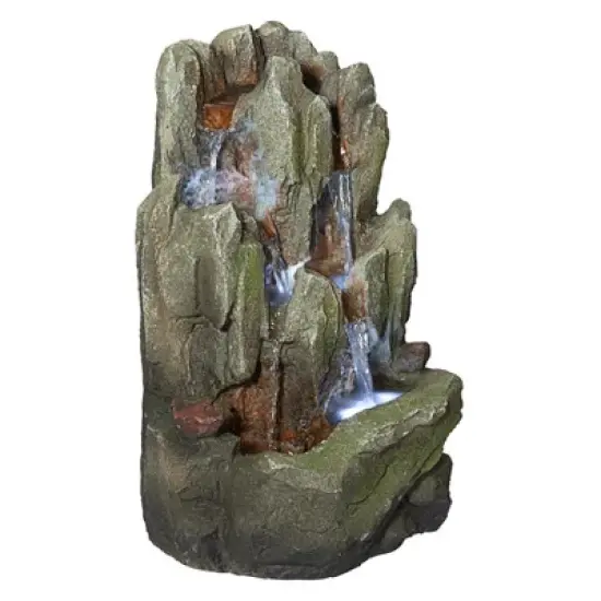 Design Toscano Lost Falls Cascading Waterfall Illuminated Tabletop Fountain image {1}