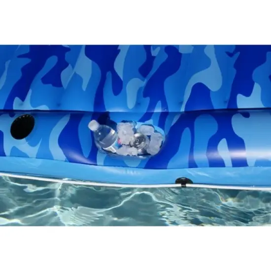 Swimline 80" Inflatable 1-Person Camouflage Sumo Sized Swimming Pool Floating Air Mattress Raft - Blue image {2}
