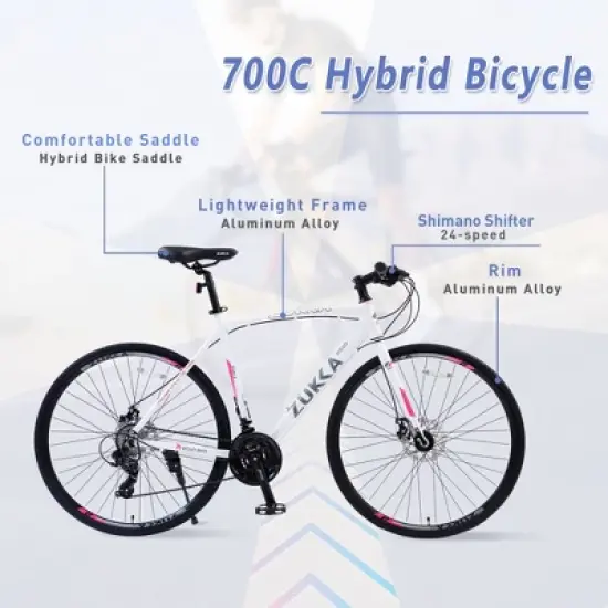 Gulches 700C Hybrid Bicycle with Disc Brakes - White image {5}