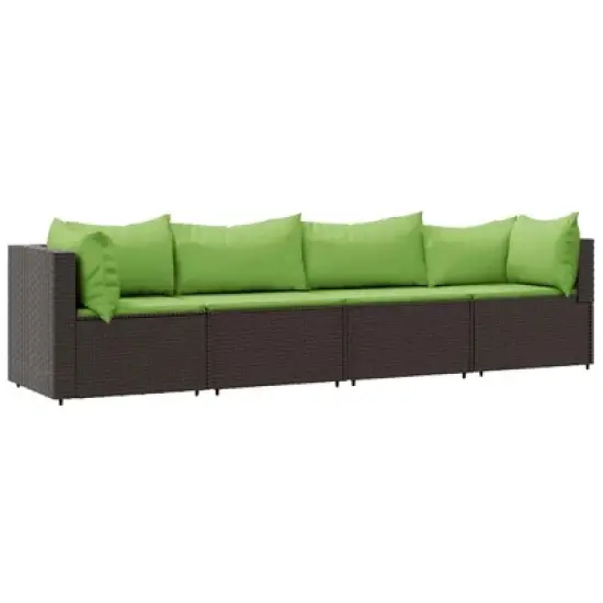 vidaXL Patio Lounge Set Brown and Green image {10}