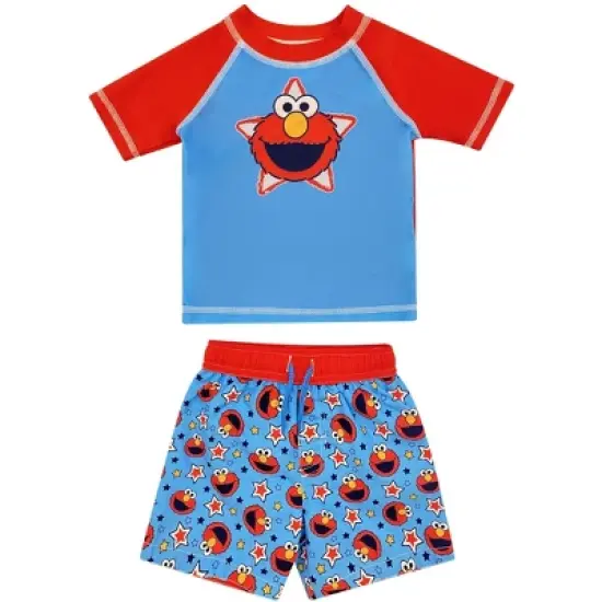 Sesame Street Elmo Baby Pullover Rash Guard and Swim Trunks Outfit Set Toddler image {8}