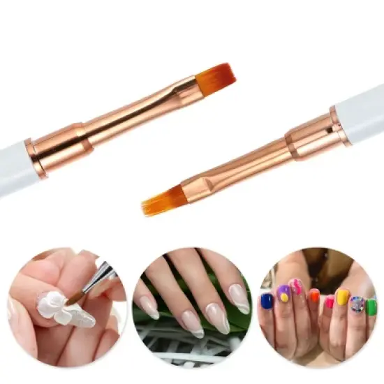 Unique Bargains Home DIY Manicure Double-Ended Nail Art Brush Lace Brush Gel Polish Nail Art Design Pen Paint Tools White 1 Pc image {1}